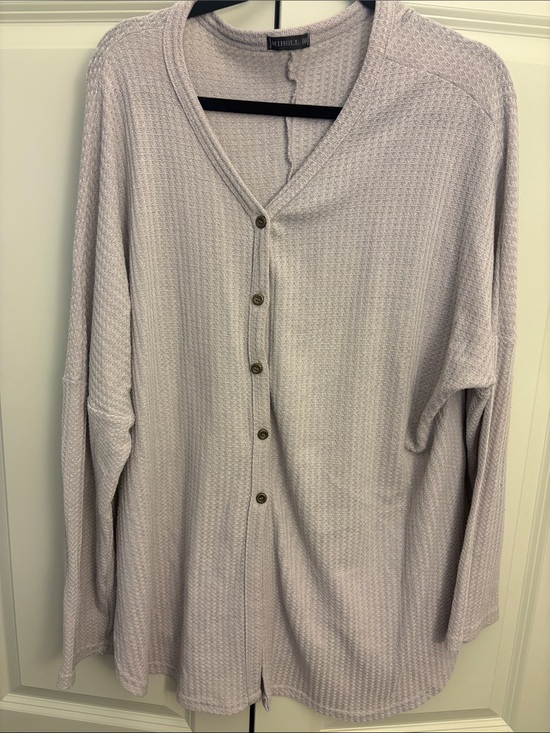 MIHOLL Sweaters - MIHOLL Pale Lavender Waffle-Knit Button Cardigan